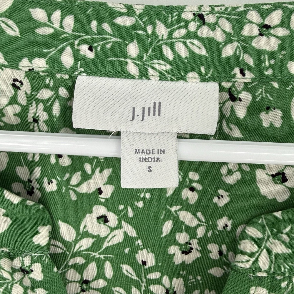 J Jill Top Womens Small Green Floral Peasant Festival Boho Fairy Cottagecore - Picture 3 of 8